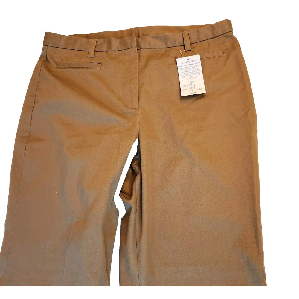 NWT Lands' End Twill Chino Khaki Pants Womens Fit 3 Size 12 Tan Straight Leg New - Picture 4 of 16